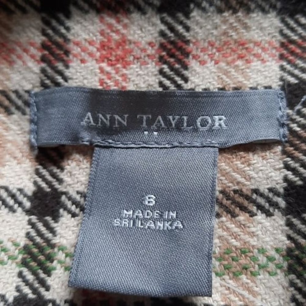 Ann Taylor NWT Tan Green Brown Orange Plaid Pleat School Girl Skirt Size 8 - Picture 3 of 8